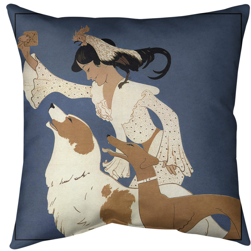Housse pour oreiller pour affiche pour chien, Bleu, Polyester sergé