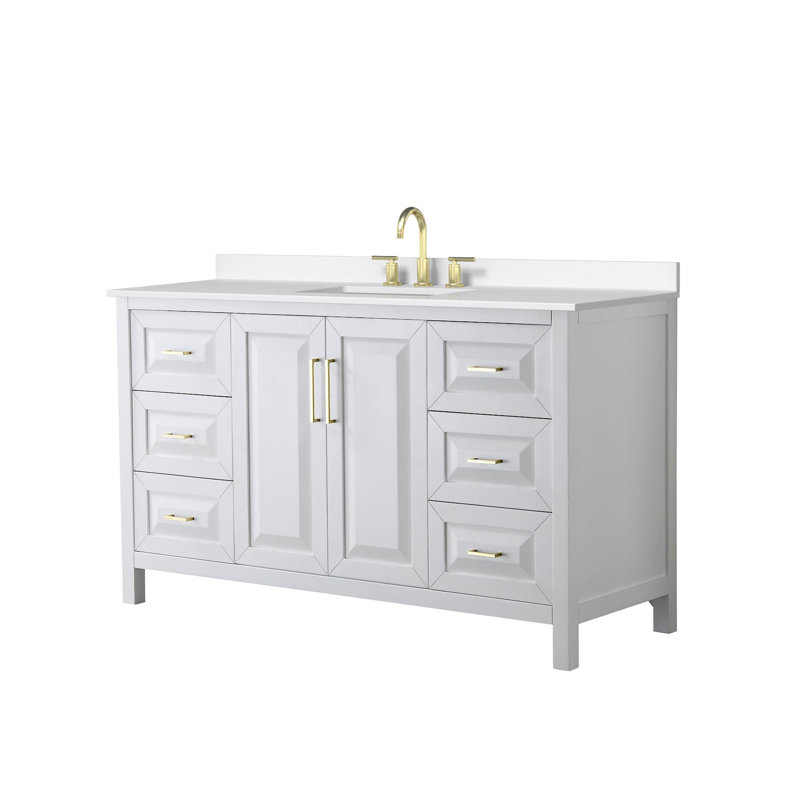 Daria 60'' W Vanity, White, Brushed Gold, Giotto Quartz