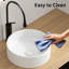 Petit lavabo de salle de bain, vasque en céramique ronde de 14 pouces à rayures verticales, entretien sans effort pour meuble-lavabo blanc avec rénovation économique