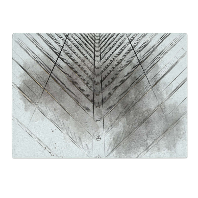 Tempered Glass Architecture Sketch Vol.28 Chopping Board, 39 cm W x 28.5 cm L