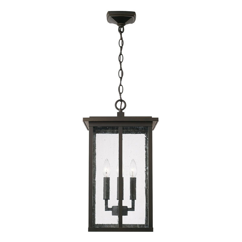 4 - Light Outdoor Hanging Lantern, Oiled Bronze