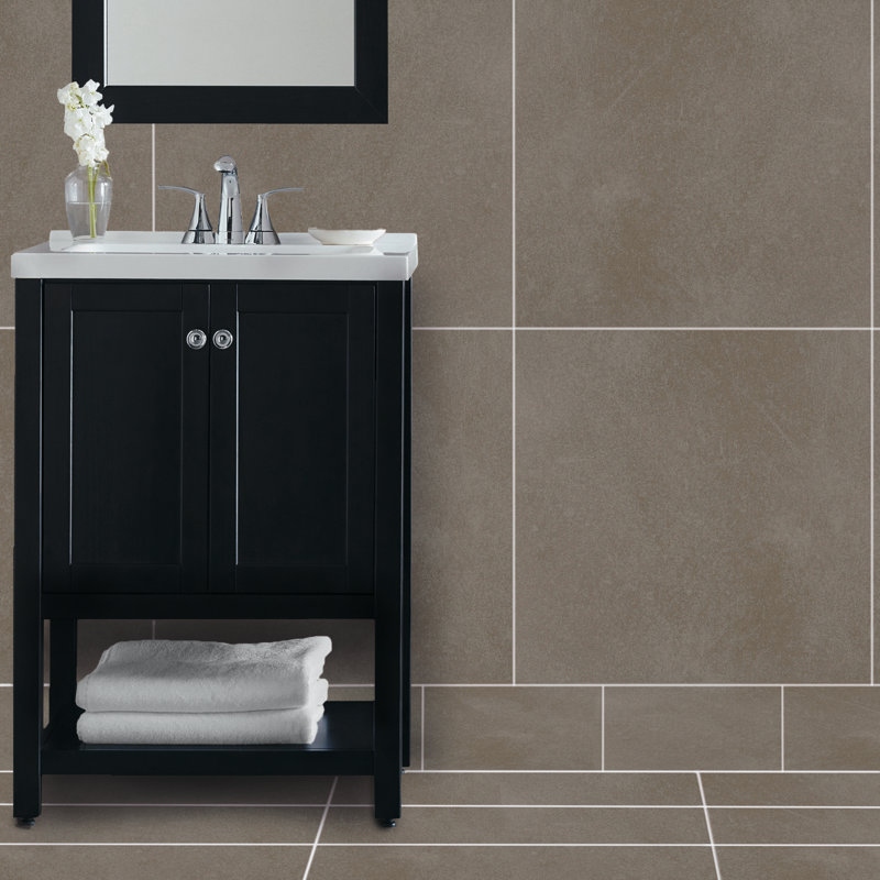 Literary License 24'' W x 24'' L Porcelain Concrete Look Singular Tile, Straw