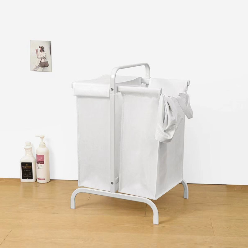 2 110L Laundry Hamper With Lid, White Cloth Basket For Clothes & , Large Storage Sorter Sorting Cards Firm
