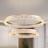 2 Ring Chandelier Modern Led Pendant Lights Dimmable With Remote Height Adjustable Light Fixtures