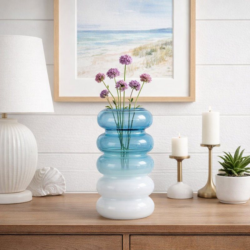 Vase en verre Stacked Ring, H 12 po x l 7 po x P 7 po