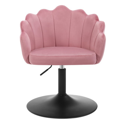 Dressing Table Chair, Stool With Backrest, Make-Up Chair, Flower Shape, Stool Height-Adjustable, Rotatable, Velvet, Metal
