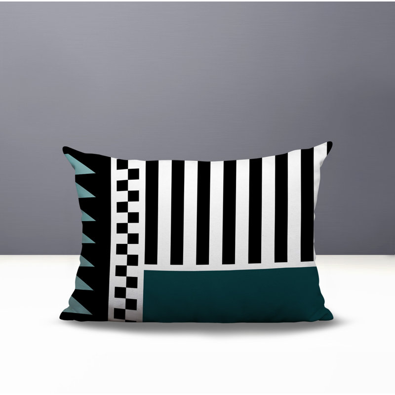 Oreiller rectangulaire réversible intérieur / extérieur Kaleido, Rectangulaire H 14 po x l 20 po, Émeraude
