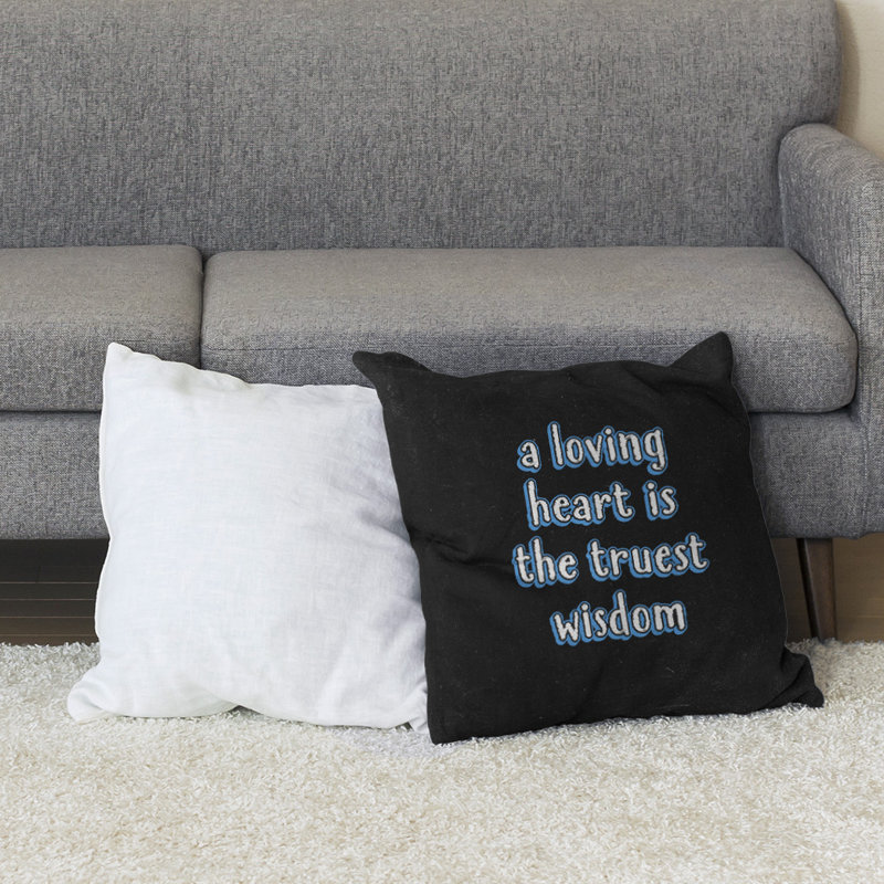 Coussin de sol amour & sagesse, 28 po x 28 po, Bleu