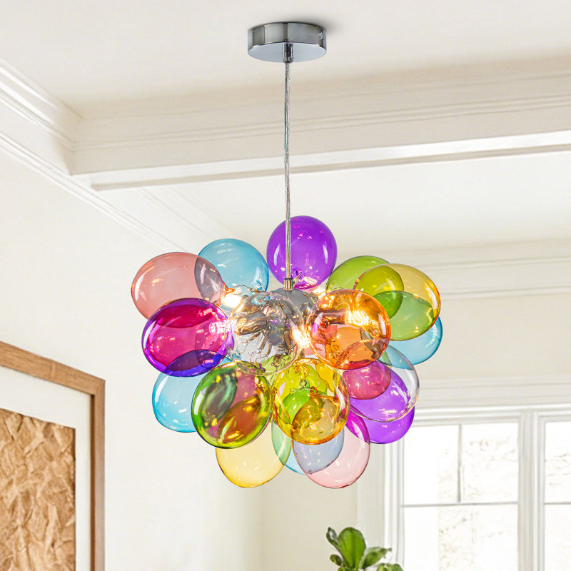 Lustre en verre transparent, luminaire suspendu moderne pour salle à manger, 5