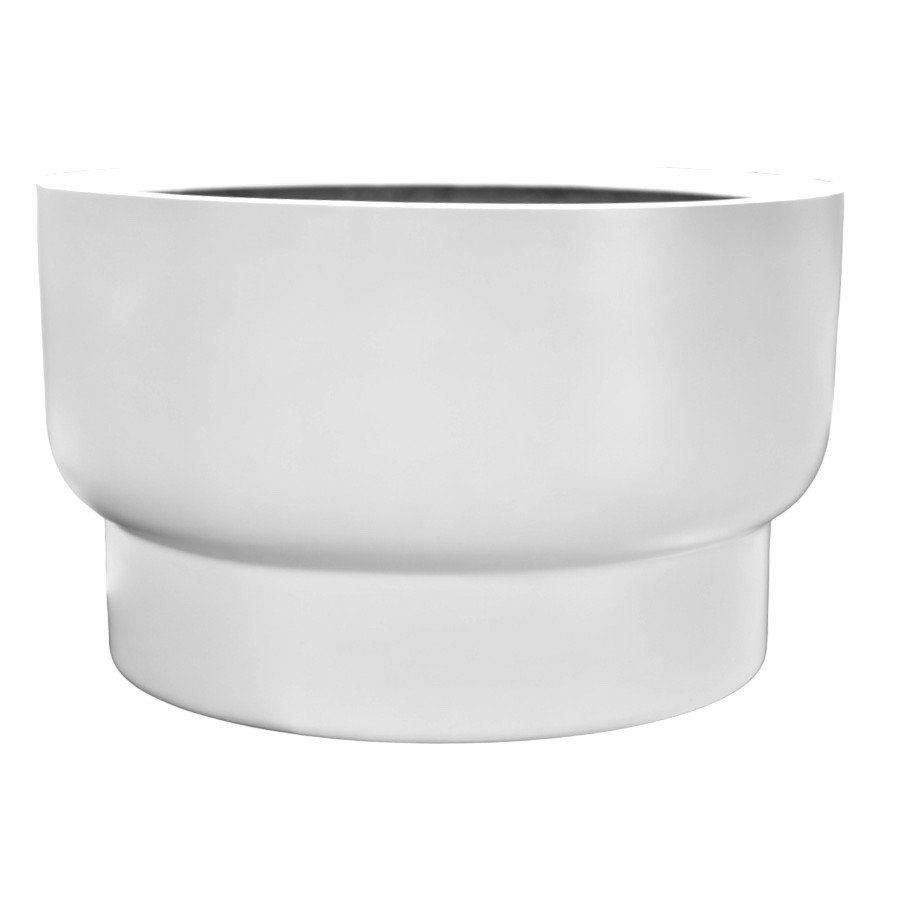 Fiberglass Round Planter, White