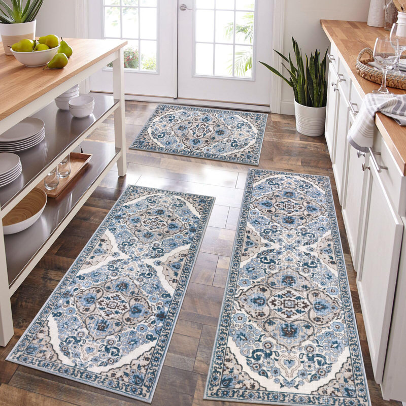 Ensemble de 3 tapis de cuisine lavables et antidérapants pour tapis de cuisine Boho