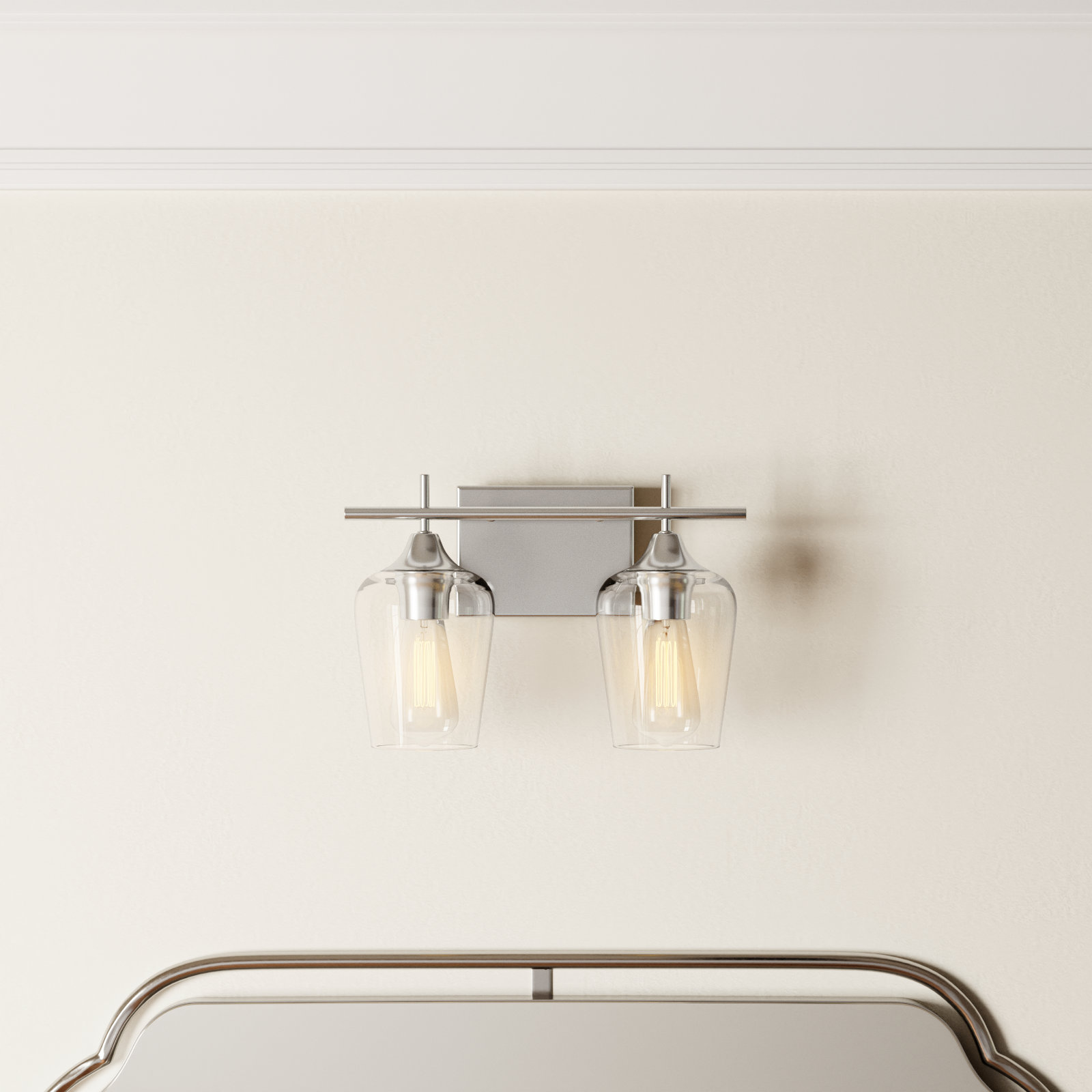 Breena Dimmable Vanity Light, Clear, Satin Nickel