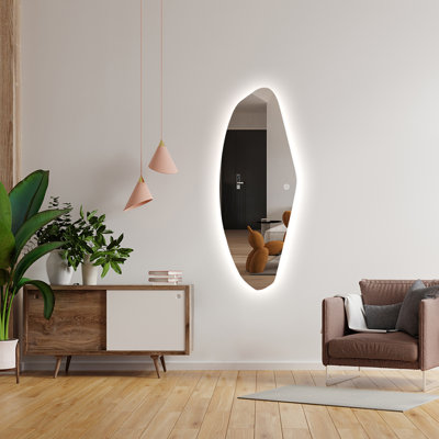 Miroir mural moderne à DEL asymétrique