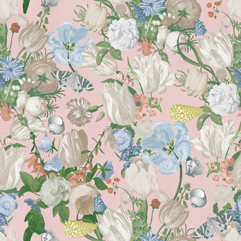 Yuki Osada Floral Wallpaper Double Roll, Blues/Pink