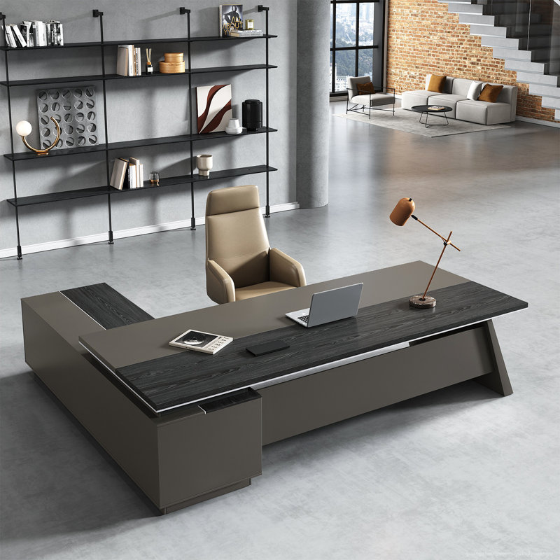 Premium Executive Ergonomic Desk, 29.92" H x 86.61" W x 62.99" D, Right Hand Return