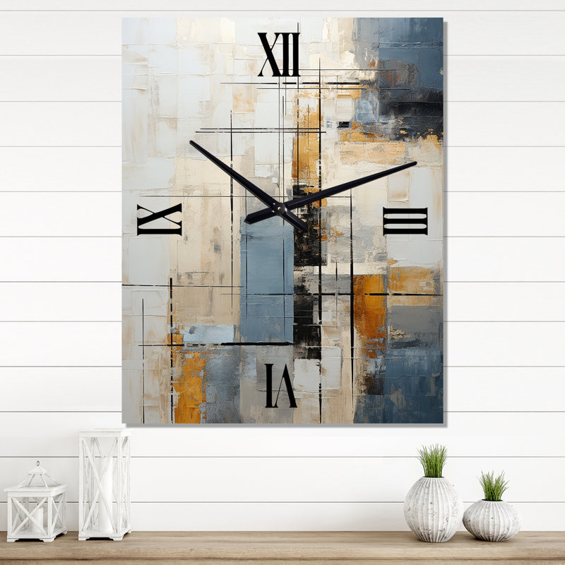 Horloge murale Groene - Collages abstraits, Très grand