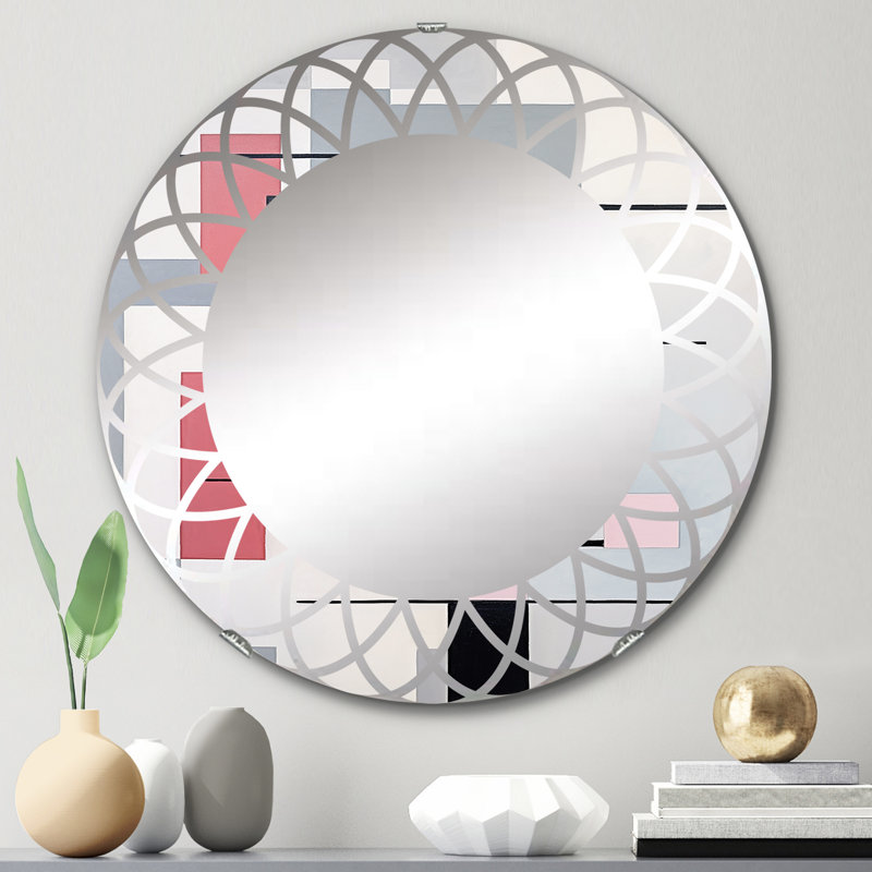 Durian - Miroir mural moderne rond, 24 po x 24 po