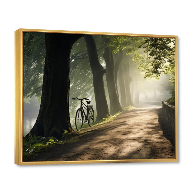Piste cyclable vélo sereine III - impression, H 16 po x l 32 po x P 1 po, Cadre flottant doré