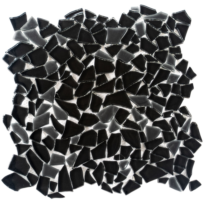 Glass Pebbles Mosaic Wall & Floor Tile, Black