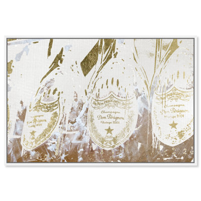 Drinks and Spirits Champagne Bottle Showers - Reproduction d'art graphique sur toile