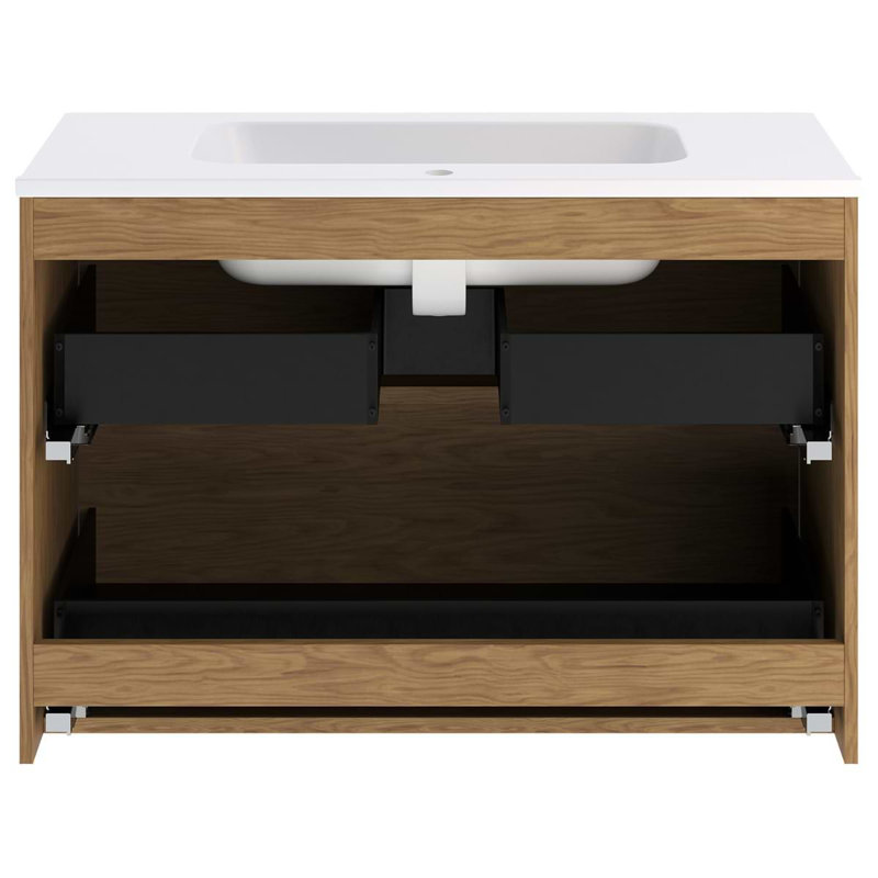 Kora 39.76" Wall Mounted Single Bathroom Vanity with Top, Black