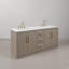 Hugo 72 In. Double Sink Carrara White Marble Countertop Vanity In Grey Oak With Gooseneck Faucets-1785963624