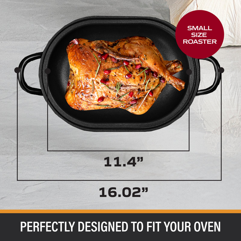 Granitestone Oval Roaster Pan, Small 16" Ultra Nonstick Roasting Pan