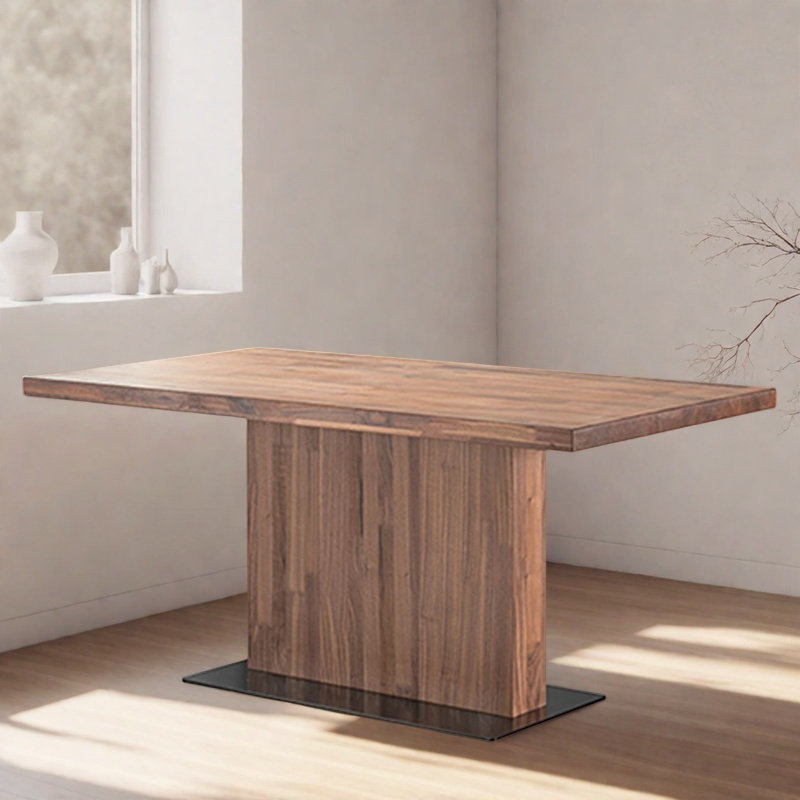 Table de salle à manger de style nordique avec lumière de luxe moderne, 29.5”H x 62.9”L x 34.6”W