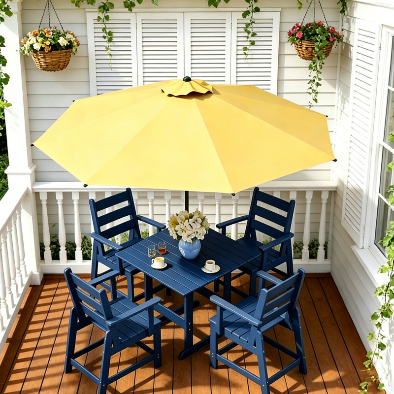 Ensemble de mobilier d'extérieur en PEHD, Bleu