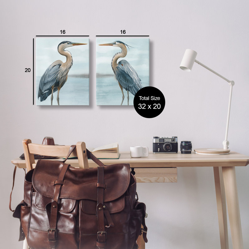 Stupell Industries Detailed Heron Bird Duo 2 Piece Framed Giclee Art Set Design By Grace Popp, H 20 po x l 16 po x P 1,5 po