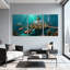 «Fantasy & Sci-Fi Underwater Steampunk City with Submarines And Divers», ensemble de 3 impressions sur toile-1685483235