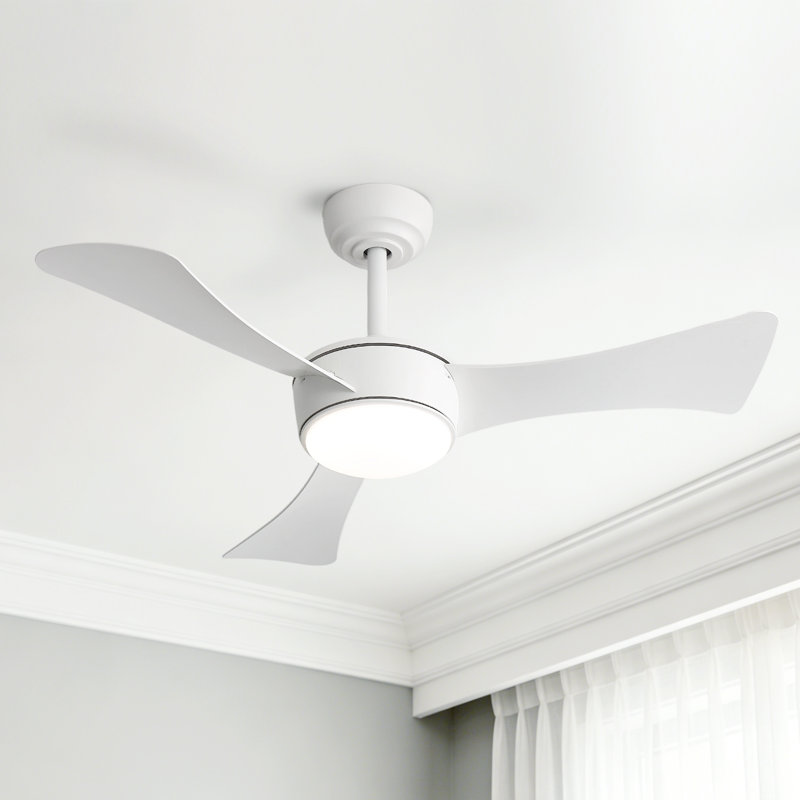 Ventilateur de plafond blanc moderne à 3 pales de 42 po avec ensemble d'éclairage / télécommande Kemp Kemp pour toute pièce moderne