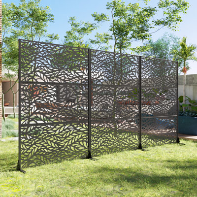 72"H×47"W×16"D Outdoor Metal Privacy Screen Garden Trellis Lattice Panel Fence Panel by Wooakway