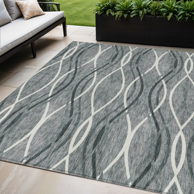 Tapis intérieur lavable abstrait ivoire 5 pi x 8 pi