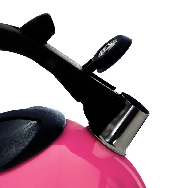 Symple Stuff 2.5 L Stainless Steel Whistling Stovetop Tea Kettle, Hot Pink