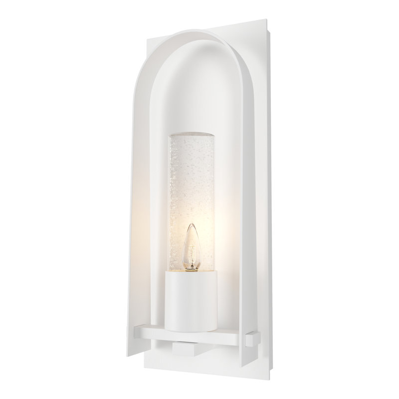 Triomphe Aluminum Wall Light, 16" H x 6.3" W x 3.2" D, White, Seeded Clear