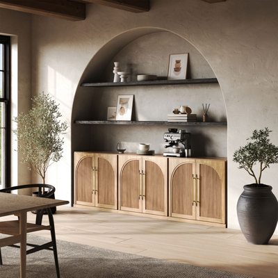 Ensemble de 3 meubles modulaires Ranlo avec portes cintrées en bois - Camel