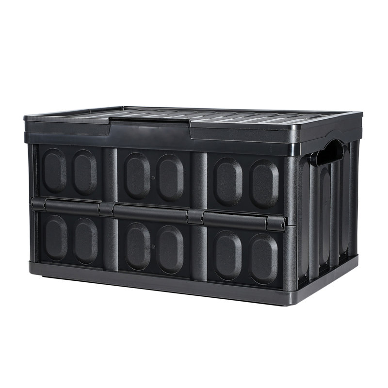 Bacs de rangement pliables avec couvercles, 45L 3 paquets, caisses pliantes empilables en plastique avec poignées, grands contenants robustes pour vêtements, jouets, livres, collations, chaussures et organisation d'épicerie