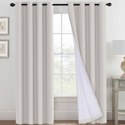 Adona Thermal Insulated Bedroom Curtain Solid Color Room Darkening Blackout Grommet Heat Blocker Curtain Panels with White Liner
