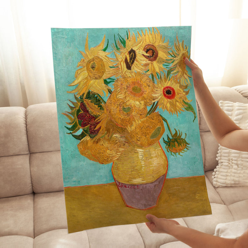 Floral avec vase de Vincent van Gogh avec douze tournesols, reproduction d'art classique sans cadre