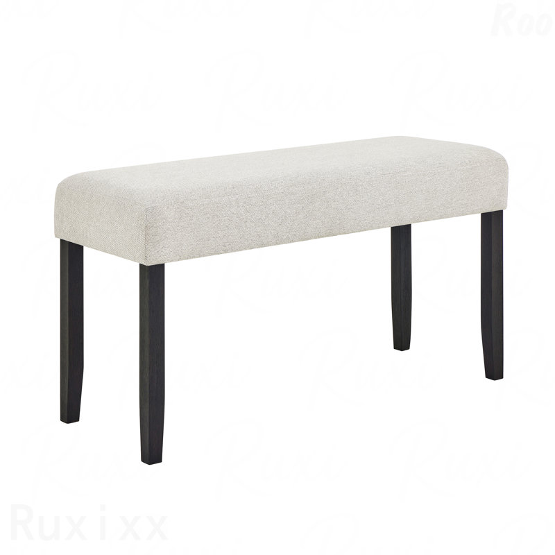 Banc 1 pièce de style contemporain - finition gris clair, siège rembourré, pour le salon et la salle à manger, structure en bois