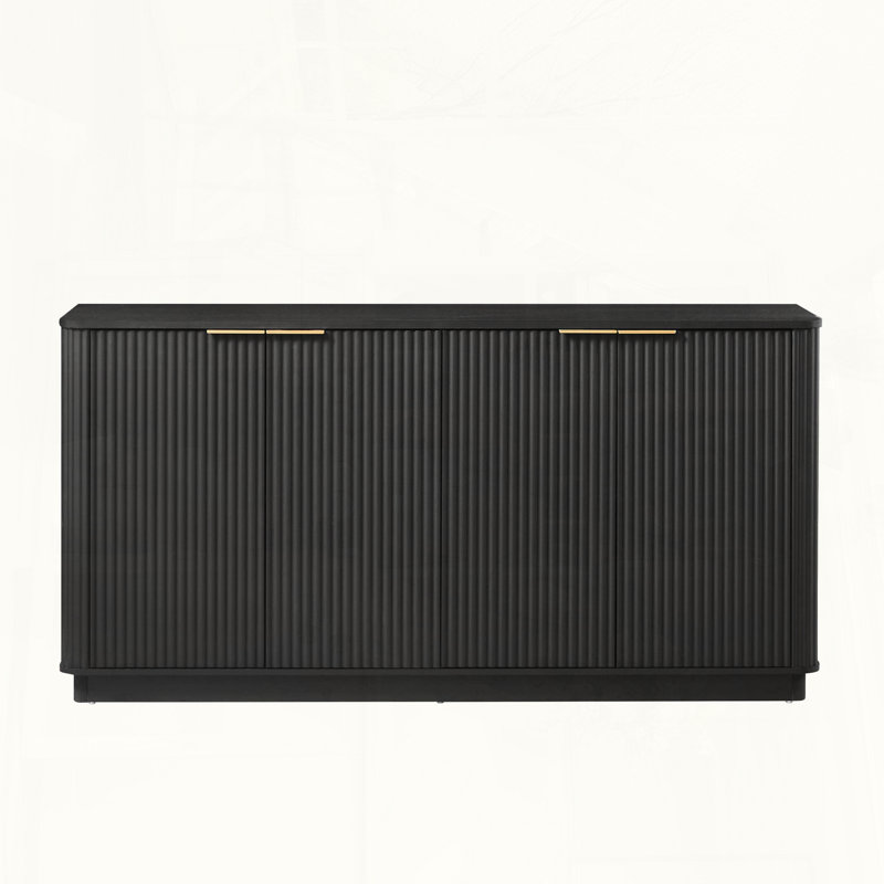 63 Curved Wave Sideboard with Storage, Black