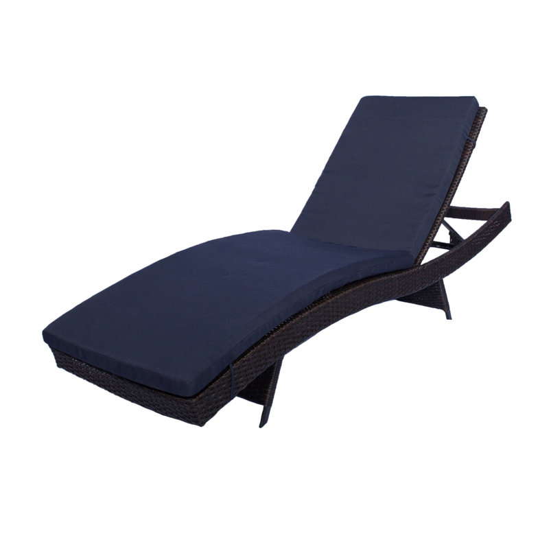 Chaise longue inclinable avec coussin Willora, Marine
