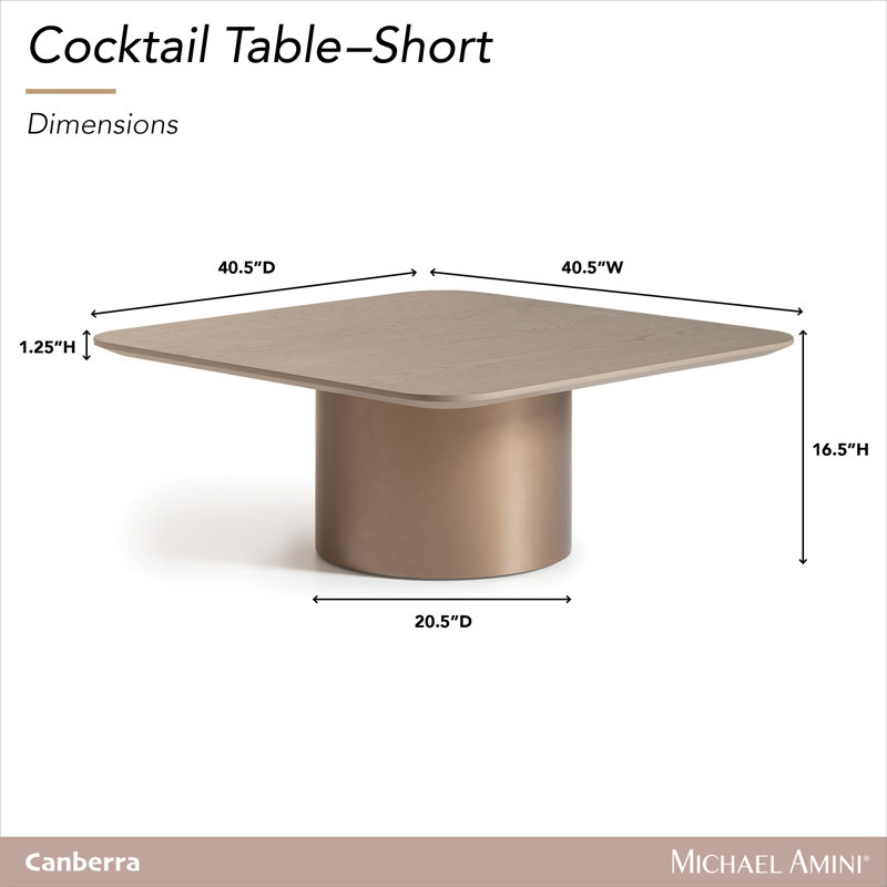 Canberra Tall Cocktail Table - Light Ash, 16.5" H x 40.5" L x 40.5" W