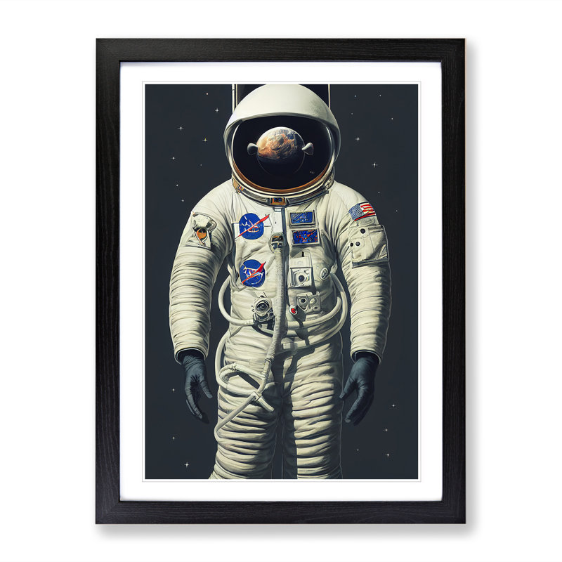 Wonderful Astronaut - Single Picture Frame Print, 64cm H x 46cm W x 2cm D, Black Framed