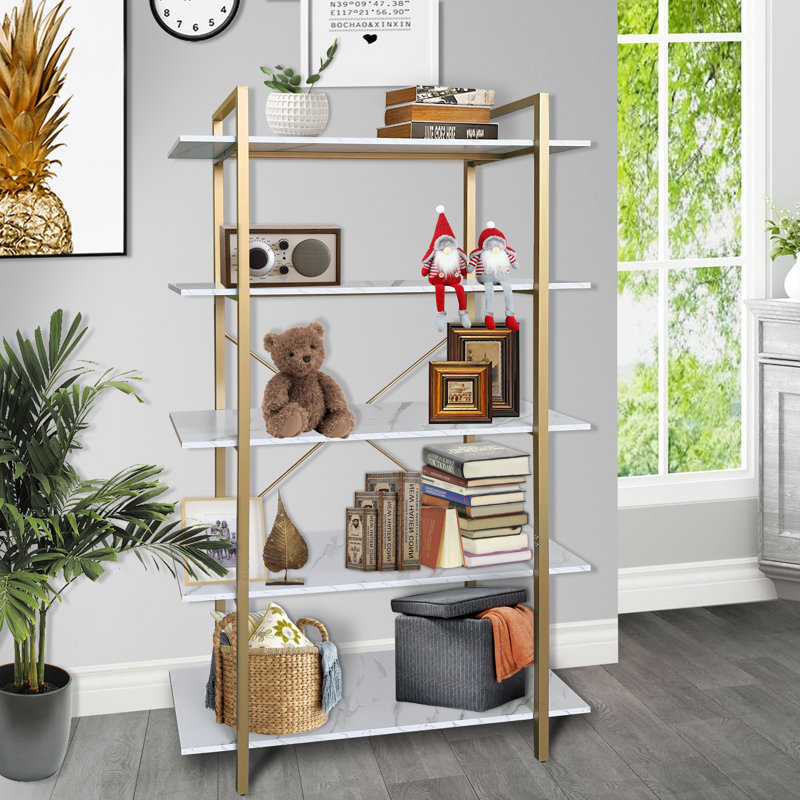Étagère à livres en fer H 70 "x l 47" Jomaira, Or