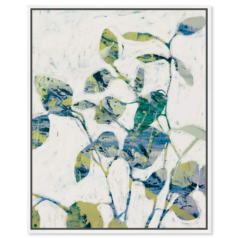 «Greenery Abstract Floral Decor» par Notoriart, H 24 po x l 30 po, Cadre blanc