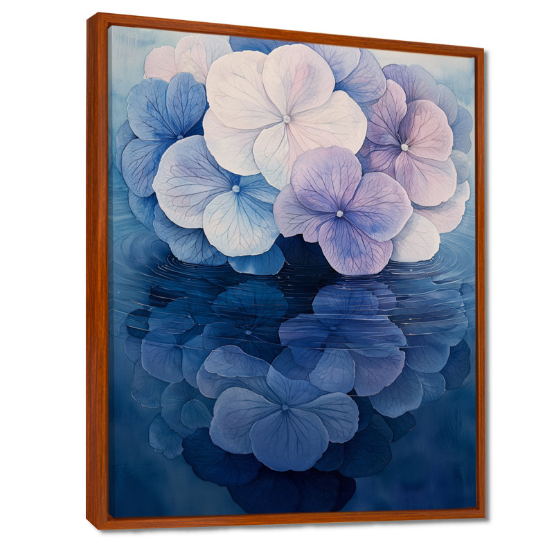 Hydrangea Ripple Effect - Hydrangea, art mural, Brun, Reproduction avec cadre flottant, H 32 po x l 16 po