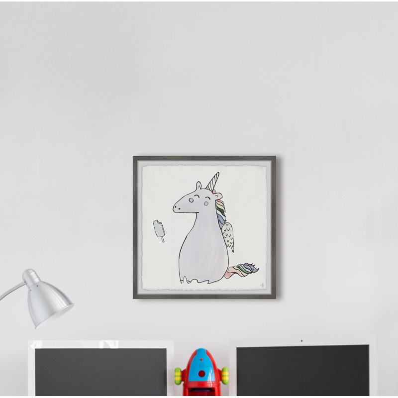 Reproduction encadrée de licorne Lidia, H 32 po x l 32 po