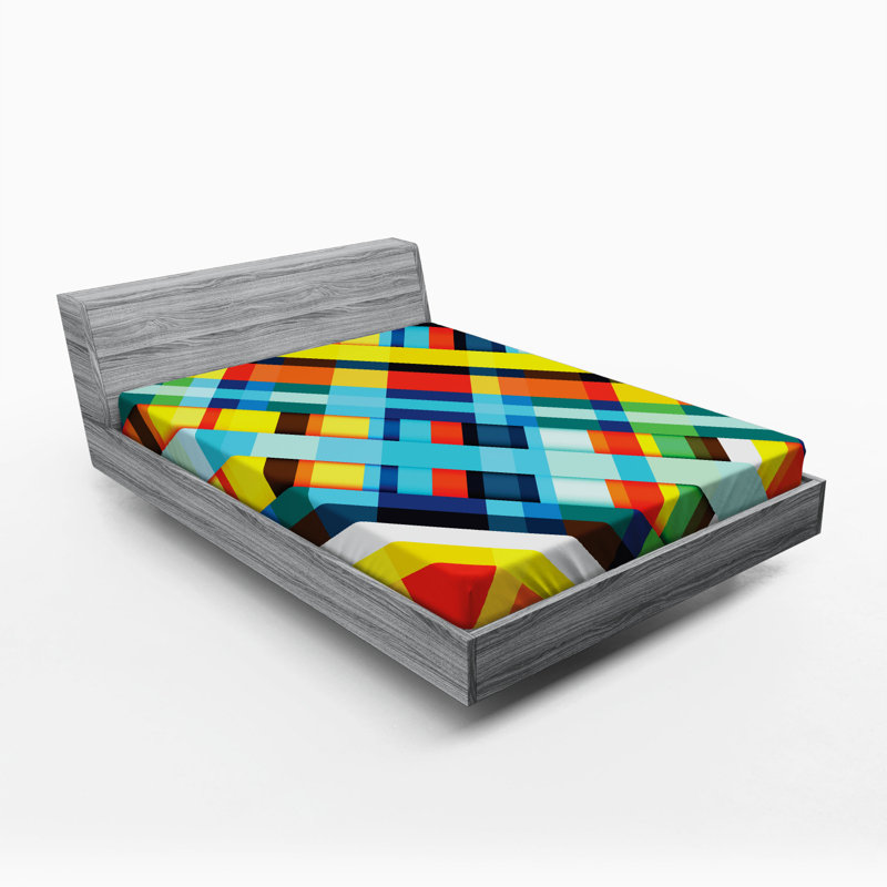 Microfiber Geometric Fitted Sheet, Full Fitted Sheet